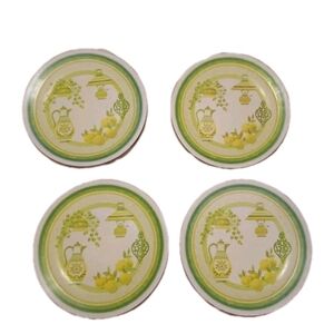 Vtg Retro Melamine 4 Plates Yellow Green Decor NHP  Artisan Ware